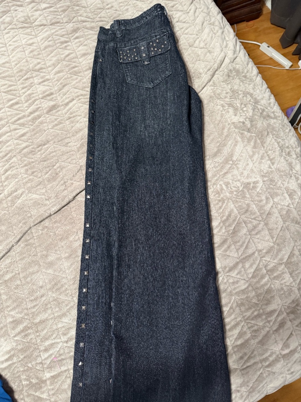 V Cristina Jeans, flare bottom with studs, size 12